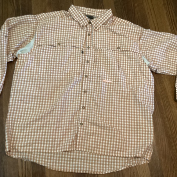 Drake Mens orange/white long sleeve button 2X - Picture 1 of 9